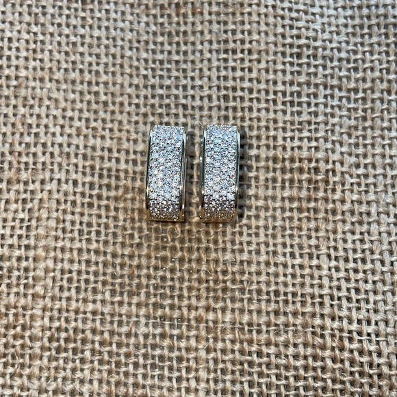 Mirco pave CZ Sparkly Earring hoop Hoops Designer Luxury New Gold Plated - Picture 6 of 15